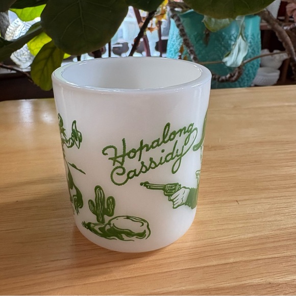 1950s Hazel Atlas Milk Glass Cowboy Graphic Mug - Picture 2 of 8
